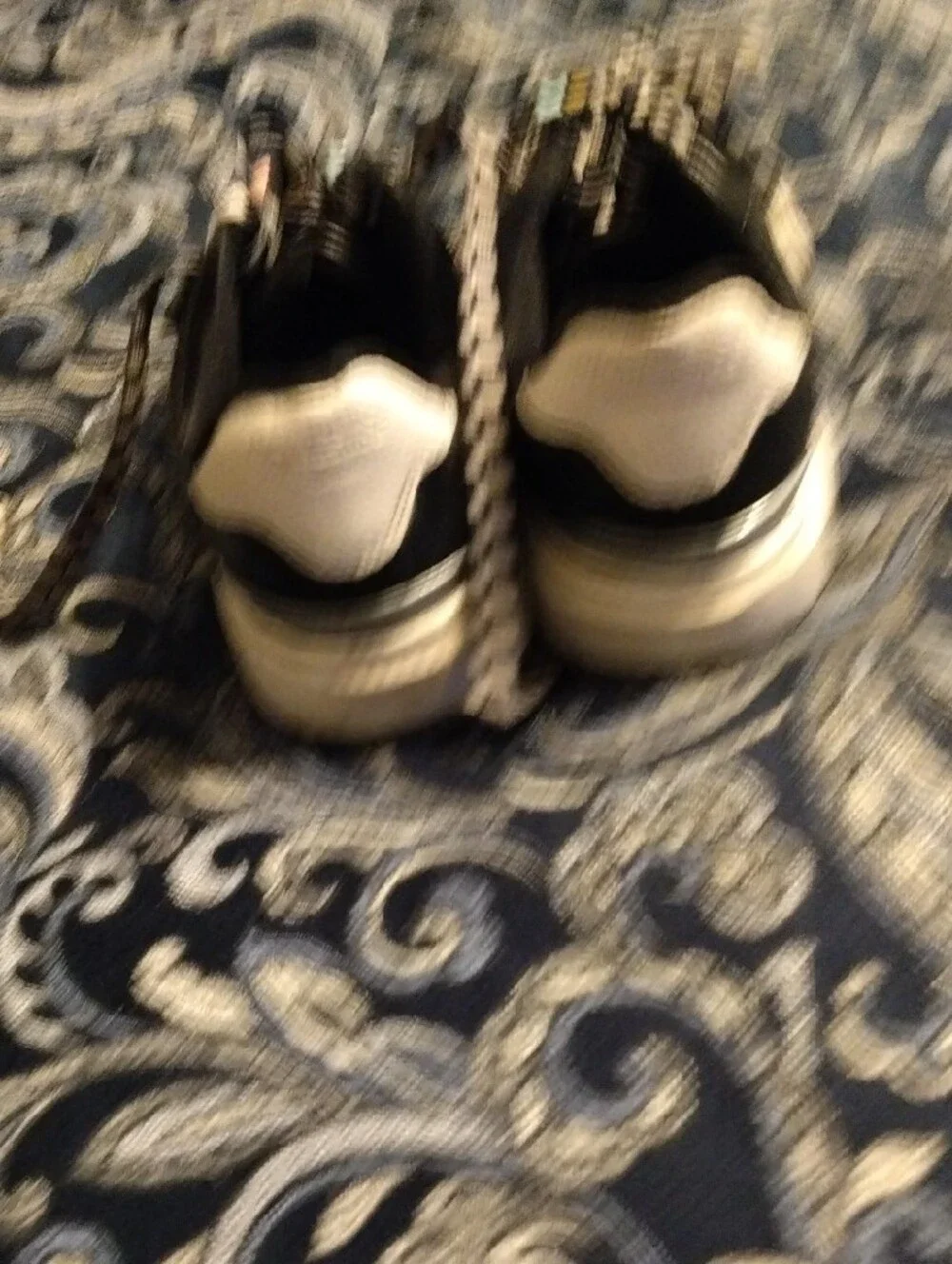 Justice Black Sneakers with Checker Laces and Bead Accents